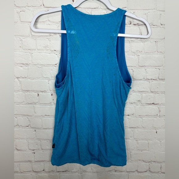 Prana blue Geometric Burnout Print Layered Scoop Neck Mika Fitness Top, sz‎ M - Picture 6 of 6